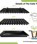 72 Cell Seed Starter Trays Kit With Dibber And 20 Reusable Seedling Trays For Germination And Propagation Includes Plant Labels And A Soil Digger For Easy Planting A Great Gift For Gardeners tray dimensions and cell design details.