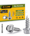 Heavy Duty Size Eight By One Half Self Tapping Gutter Screws Rock Solid Rust Resistant 410 Stainless Steel with Hex Washer Head