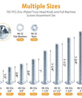 Number 8 32 Phillips Head Machine Screw Assortment Kit With Zinc Plated Steel Bolts Nuts And Washers For Cabinet Doors And Drawers 705 Piece showing multiple sizes of screws and washers.
