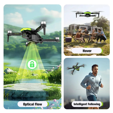 1080P FPV Camera Drone For Beginners with Foldable Quad Copter flying over nature with WiFi FPV live view and 90° adjustable lens