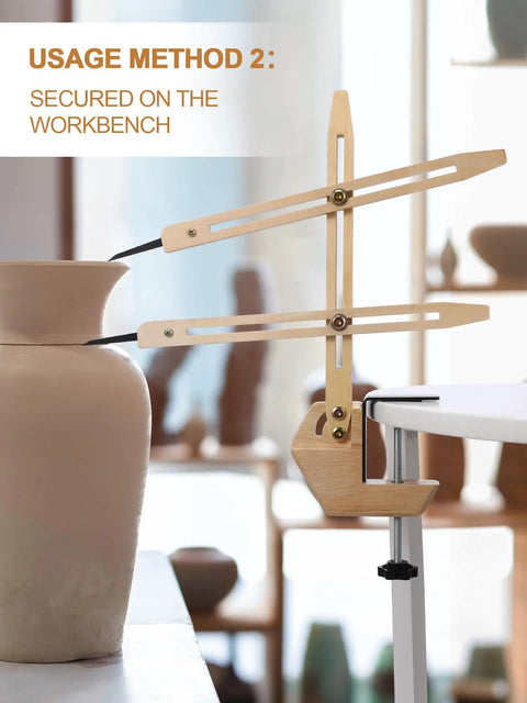 Knockout Heavy Duty Pottery Throwing Gauge And Compact Wooden Clip On Clay Measuring Stick With Hella Secure Anti Slip Base For Artists Making Smooth Repeat Forms On Wheel Or Machine