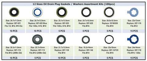 100Pcs 12 Types Metal And Rubber Drain Plug Gasket Set With 12 Sizes For Cars And Trucks Universal Oil Pan And Drain Plug
