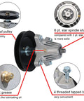 Spindle Assembly Replacement for Cub Cadet MTD Lawn Mower Decks 42 Inch and 30 Inch with pulley and zerk fitting features highlighted