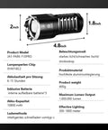 Ultra Bright LED Flashlight With 100000 Lumens Rechargeable 10800mAh Battery Zoomable Focus For Wide Flood And Long Range Beam specifications