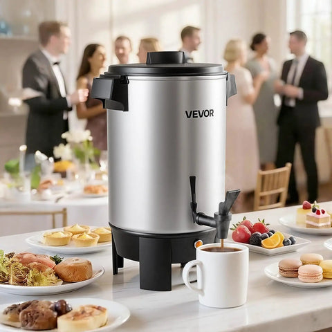 Big Batch 152 Oz Coffee Urn For Catering And Parties With Dripless Faucet 1090W Quick Brew Auto Temperature Control Keeps Coffee Hot Makes 30 Cups For Church Restaurant And Events on banquet table