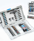 Toolant 40-piece impact driver bit set in a clear two-layer case with color-coded rings, S2 steel bits and magnetic tips