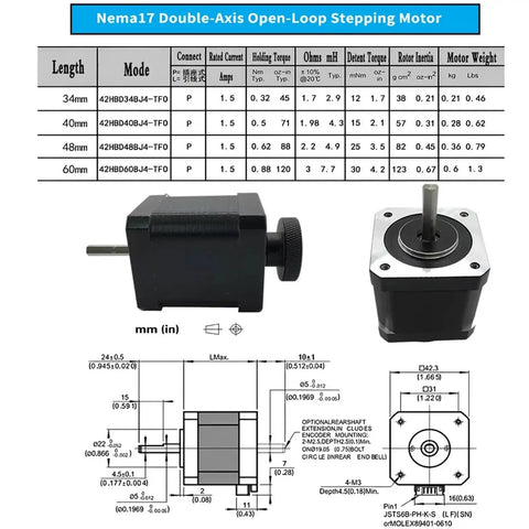 High Precision Electric Rotary Table Delivering Smooth Three Sixty Rotation And Slick Sixty Millimeter Indexing Plate For Top Shelf Maker Projects With Dependable Stepper Motor Drive And Easy Plug In Servo Kit Nema17 double-axis open-loop stepping motor specifications and dimensions.