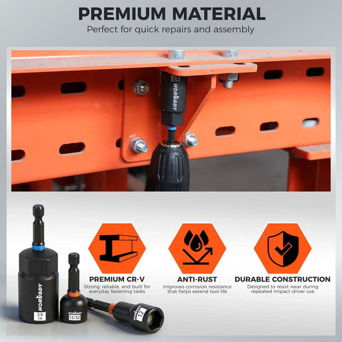 Go-To Heavy Duty Magnetic Impact Nut Driver Set 79-Piece With Metric And SAE Bits 3-Lb Magnetic Pickup Tool Socket Adapters Wing Nut Driver Universal Sockets Quick-Change Bit Holder Extensions And Power Bits