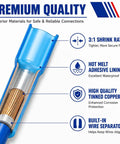 Shop Grade Heat Shrink Butt Connector And T Tap Splice Kit With Heavy Duty Wire Crimper features waterproof seal and wire separator.