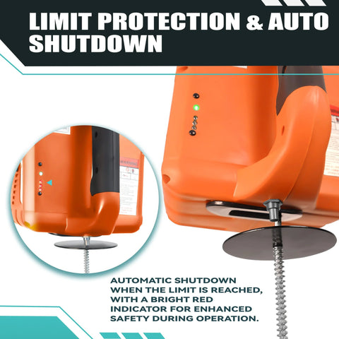 Orange 3-in-1 electric hoist winch with 1500W motor and 1500 lb capacity; wired/remote control