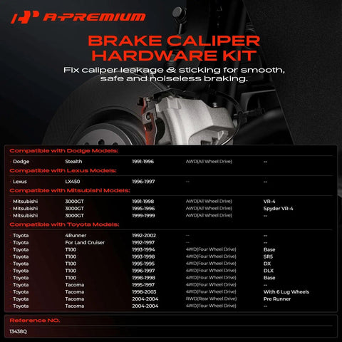 A-Premium Front Disc Brake Hardware Kit For Toyota Tacoma 4wd And Awd Lexus T100 Land Cruiser Dodge Stealth Replacement Set Durable Parts Ready To Go, brake caliper hardware kit