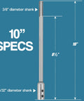 Fulton 6in & 10in Forstner Bit Extension Set, heavy-duty steel, 3/8in shank, front view