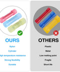PA66 nylon insulated butt connectors for 22-16 AWG wire; set of three color-coded cylinders pink, blue, yellow
