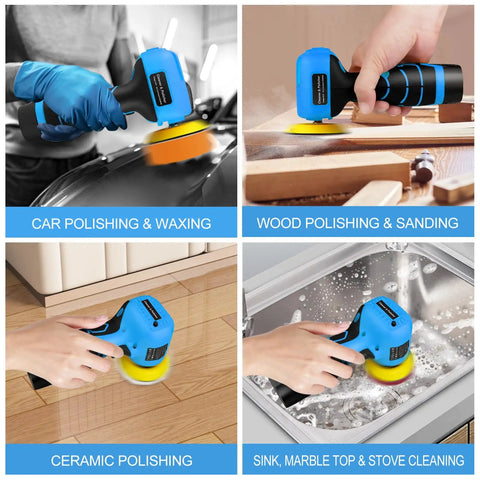 Compact Cordless Palm Sander With 16.8V Battery And 3 Inch Pad for various applications like car polishing and wood sanding.