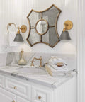 Antique Brass And Black Silver Finish Wall Sconce Lighting Fixture Modern Vintage 1 Light Wall Mounted Lamp in bathroom