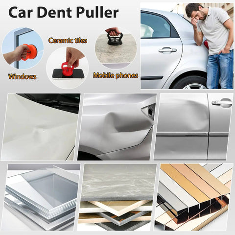 Orange Suction Cup Dent Puller Kit For Car Body Repair With Dent Remover Tool And Two Small Dent Repair Tools Includes Microfiber Wash Mitt For Hail Damage And Easy Auto Body Dent Fix, orange suction cup tool on dented car door