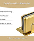 Brass Shower Door Hinge With 90 Degree Offset For Frameless Glass, Wall Mount For 5/16 To 1/2 Inch Tempered Glass, Gold Finish