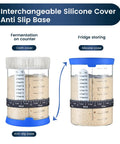 Sourdough Starter Kit 2 Pack 34Oz Organic Glass Jars Wide Mouth With Lids For Home Bakers Includes Thermometer Spatula Cloth Covers And Dual Purpose Silicone Lids No Fuss Beginner Friendly Fermentation, jars with cloth and silicone covers