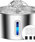 Stainless Steel Cat Water Fountain 74oz Automatic Pet Water Dispenser No Spill Drinking Fountain For Cats And Small Dogs With 3 Filters