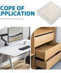 Sturdy Fabric Drawer Organizer Box With Segmented Compartments For Socks Underwear And Clothing Sorter Prime Home Setup on a desk with drawers.