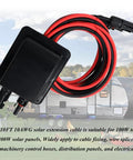 Weatherproof Solar Cable Entry Gland and Junction Box For RVs Boats And Vehicles Through Roof Pass Through With 10 Ft 10 AWG Solar Extension Cable And Easy Glue Or Screw Install No Fuss shown with red and black cables against RV backdrop