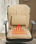 Stylish Soft Heated Seat Pad With Non Slip Base, Washable Chair Cushion Offering 3 Heat Settings for Cozy Office Work Bench Recliner Warmth on ergonomic chair.
