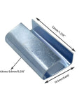 Heavy Duty Metal Open Seals For Five Eighths Inch Polypropylene Strapping, One Point Two Five Inch Length, galvanized, close-up view