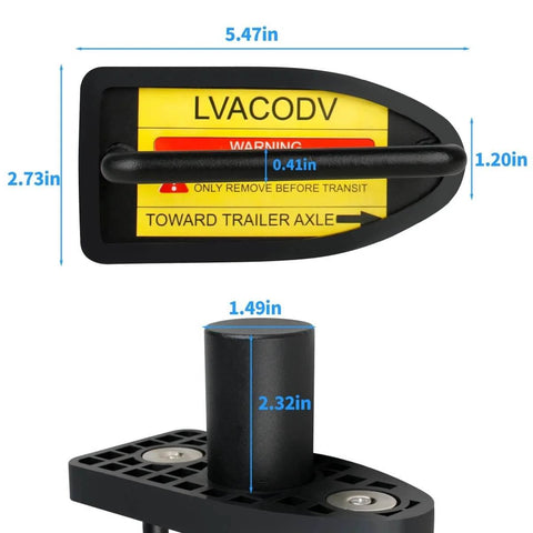 Tandem Slide Stopper For Semi Trucks With Magnetic Axle Lock Pin Built Tough From Heavy Duty Carbon Steel, dimensions shown