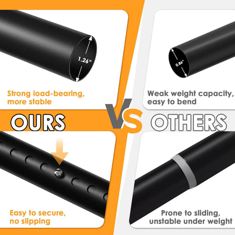 Comparison of No Drill Tension Curtain Rod 43 To 124 Inch Adjustable Extra Long Beefy Heavy Duty Spring Loaded Rod with other rod