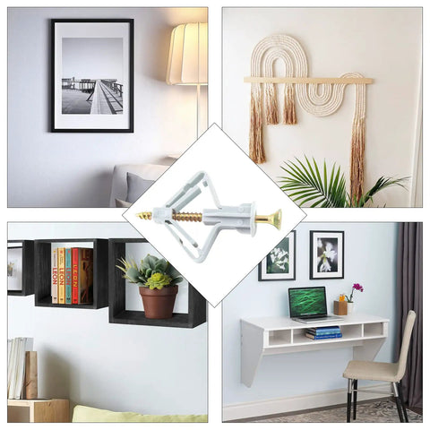 Heavy Duty Butterfly Drywall Anchors Kit With Self Drilling Screws Knockout Hollow Wall Fasteners in home decor setting.