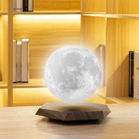 Levitating Moon Lamp With 3 Color Modes Magnetic Floating Moon Light Spins In Air 3D Printing Style Night Light in home office