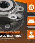 Close-up of direct fit front wheel bearing and hub assembly for Camry 2018 through 2022 Avalon 2021 and Lexus ES250 2021 through 2023 two point five L inline four 5 lug replacement with durable steel construction.