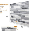 Peel And Stick Backsplash Tile 12x12 Gray For Kitchen And Bathroom, Easy DIY Install, heat and water resistant, no grout needed.