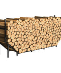Beefy 5.9ft Firewood Rack Holder For Indoor Outdoor Use Heavy Duty Steel Wood Storage Stand filled with neatly stacked logs