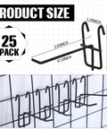 Side view of 25 pack 4 Inch Grid Wall Hooks Set 25 Pcs Stainless Steel Grid Panel Hangers For Wall Mount Storage