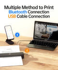 Slick Compact Thermal Printer With No Sweat Bluetooth Wireless Hookup For Travel And Road Trips Instant Mobile Photo Printing On The Go compatible with laptop and phone.