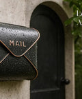 Built Tough Black Wall Mount Mailbox For Outdoor Use 12.5 X 5 X 10 Inch Weatherproof Envelope Mailbox on stone wall