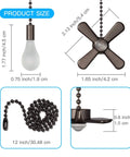 Beaded Ball Ceiling Fan Pull Chain Set With Zinc Alloy Bead Extenders And Connectors Includes Four Pendant Chains Two 36 Inch Extensions Eight Extra Connectors Easy Install Rust Proof Oil Rubbed Bronze, showing chain and pendant sizes.