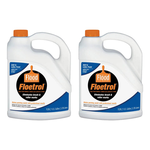 Two bottles of Floetrol Latex Paint Additive For Superior Coverage And Extended Wet Edge, Non Thinning Conditioner, 2 Gallon
