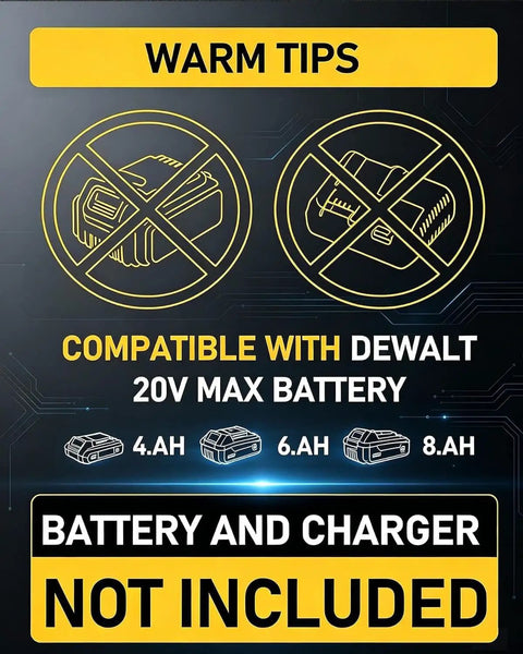 Warm tips graphic stating Tough As Nails Compact Three Inch Brushless Circular Saw compatible with DeWalt 20V battery.