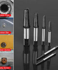 8 Piece Broken Water Pipe Extractor Set For Removing Stripped Screws And Broken Bolts Damaged Screw And Bolt Remover Kit Pro Grade Alloy Steel Construction Rustproof Finish For Tough Pipes shown with examples of broken pipes and screws.