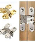 Rotating Concealed Cabinet Hinges Set 2 Pieces 12x43mm Hidden Hinge With Silent Close on wood cabinet