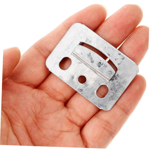 Heavy Duty Wall Panel Clamps 100 Piece Set Killer Grip Mounting Brackets For Pvc Sheets And Drywall Durable Metal Fasteners held in hand.