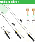 Universal Stainless Steel Sprayer Wand With Shut Off Valve 29 Inch Garden Watering And Car Wash Kit Includes One Quarter And Three Eighths Brass Fittings Hose Clamps And Teflon Tape, shown in three sizes with accessories.