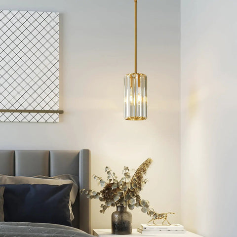 Gold Pendant Lighting Set Modern Mini Crystal Chandeliers Adjustable Pendant Light Fixture For Kitchen Island Dining Room Corridor Bedroom 2 Pack Luxe Glow And Cozy Vibe over bedroom nightstand