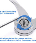 Close-up of hex wrench adjusting tension on Badass 2 Pack Toy Box Hinges With Butter Smooth Soft Close Action and Ultra Strong Lid Stay Struts.