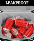 Open Marble Texture Insulated Picnic Backpack Lunch Bag showing cans and ice, portable dope lunch tote for beach, work, picnics.