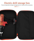 Portable Electric Drill Case With EVA Hard Shell And Oxford Fabric, lightweight tool bag open with drill inside