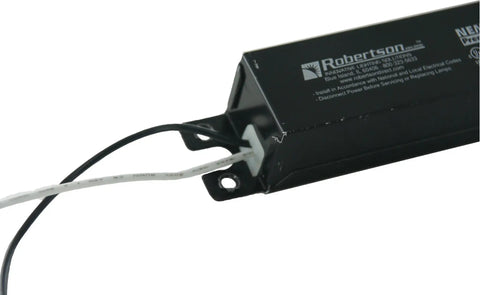 Two-Lamp Fluorescent Electronic Ballast for F32T8 Tubes, showing wiring connections, 120-277V AC instant start electronic ballast.