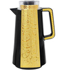 Arabic And Turkish Style Insulated Coffee Carafe 33 Oz Vacuum Thermal Bottle Keeps Drinks Hot Or Cold Tea Water Coffee Dispenser With Push Button Lid Black And Gold For Housewarming Or Everyday Use
